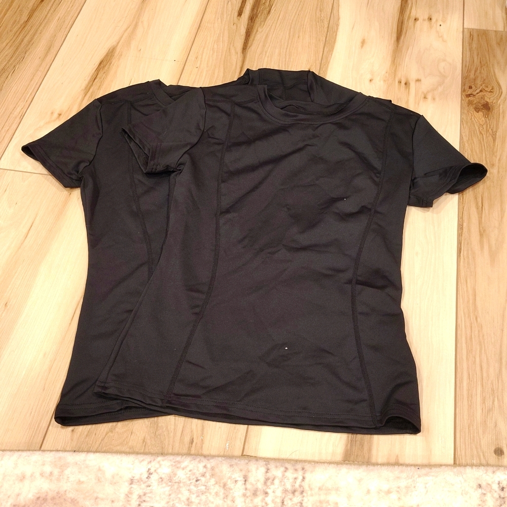 2 Plain Black Women's Compression Top
